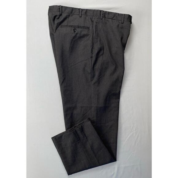 Canali Italy Flat Front 100% Wool Dress Pants, Slacks. Charcoal Gray, 34X29.5. - Picture 1 of 11